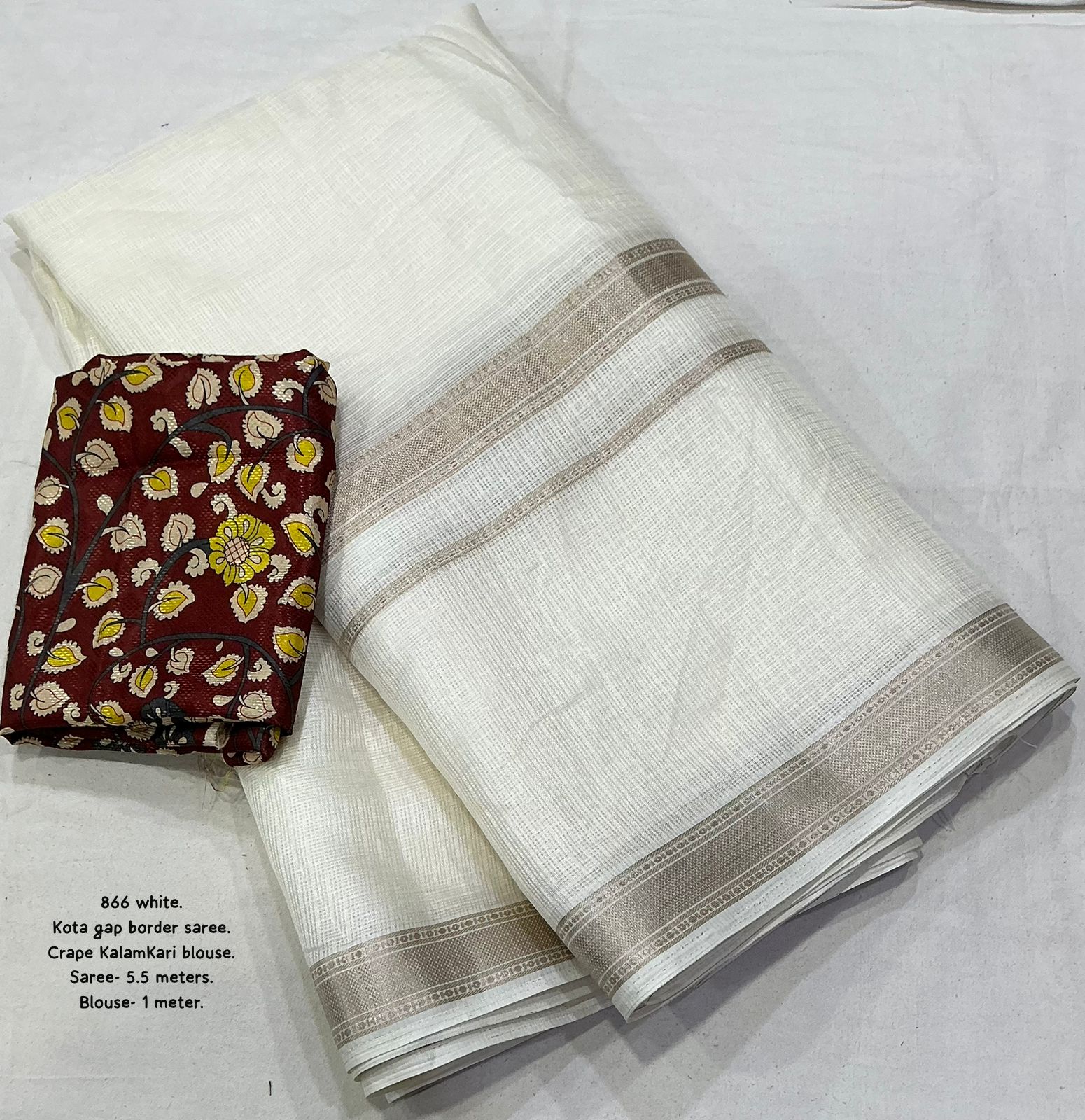 Ivory Grace Kota Kalamkari Saree